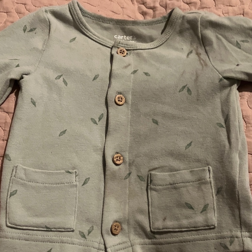 Carter's Sage Leaf Pattern Baby Cardigan